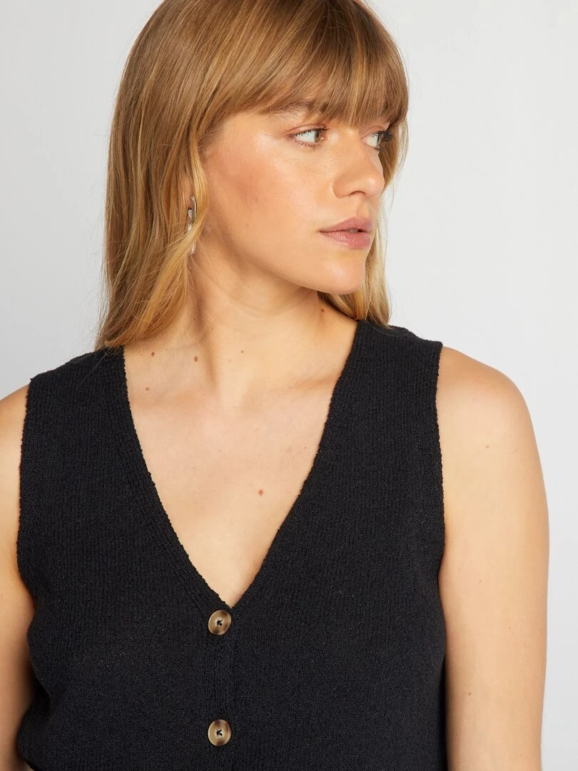 Gilet sans manches en maille fine Noir