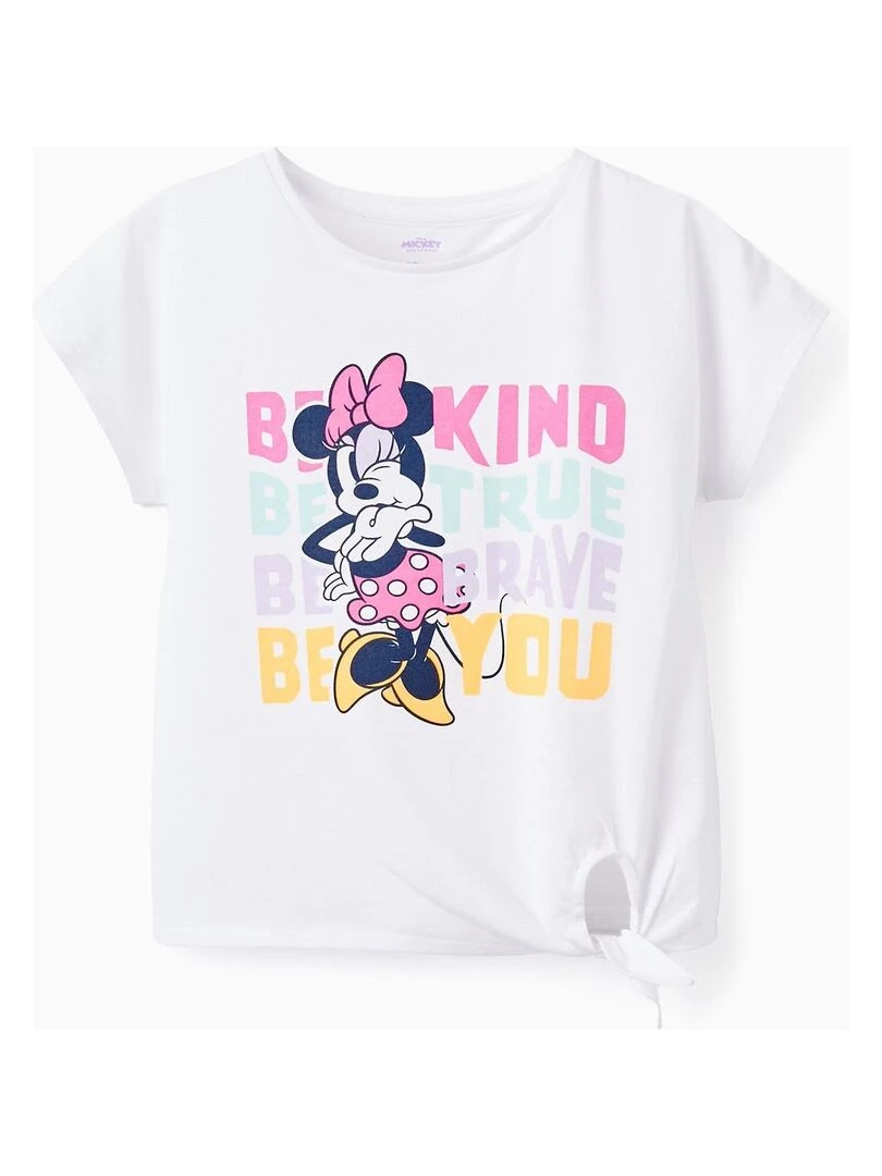 T shirt en Coton pour Fille 'Be Minnie' manches courtes Blanc