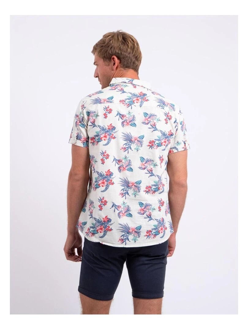 Chemise manches courtes pur coton motifs DORIDA Blanc