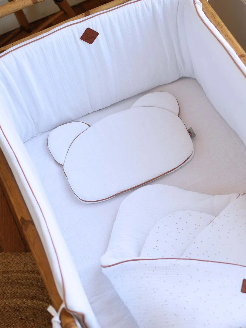 Drap housse uni en gaze de coton   Blanc