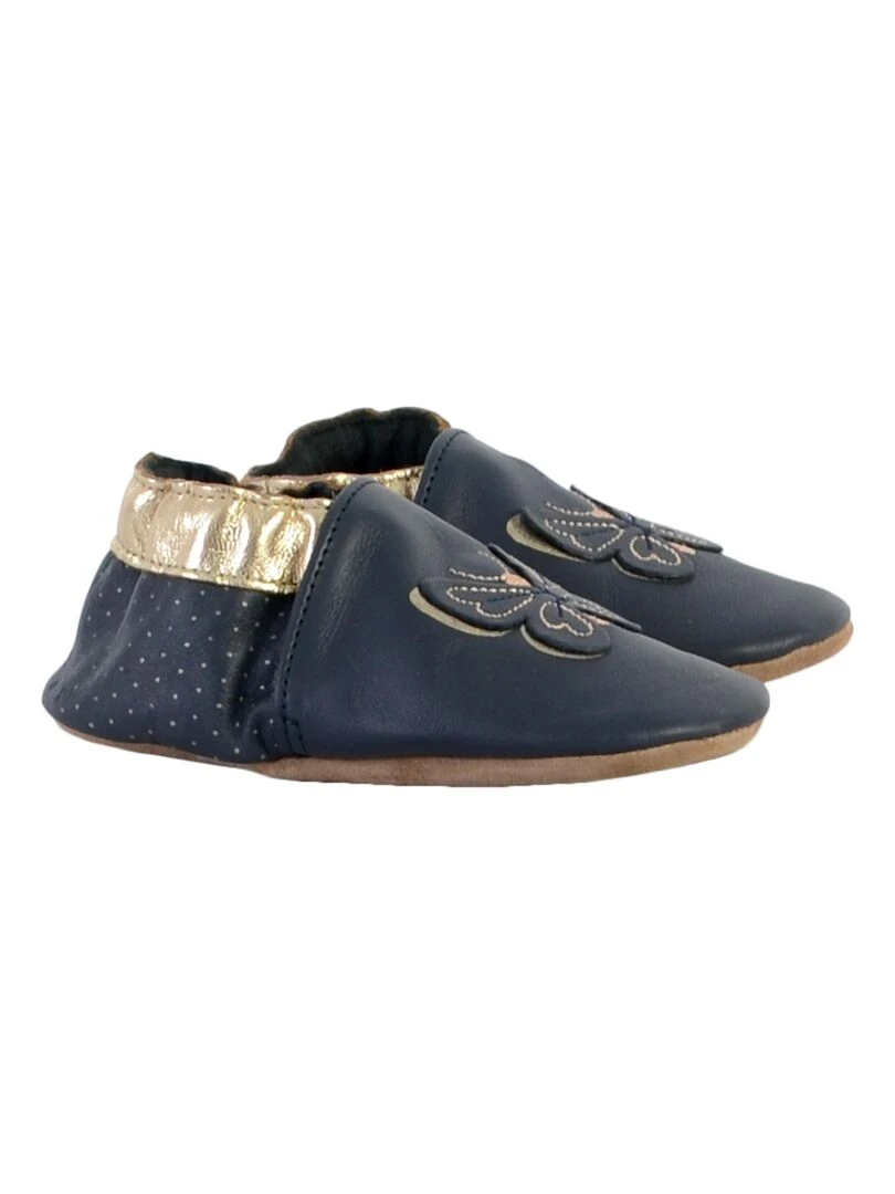 Chausson Cuir Enfant Robeez Fly In The Wind   Bleu