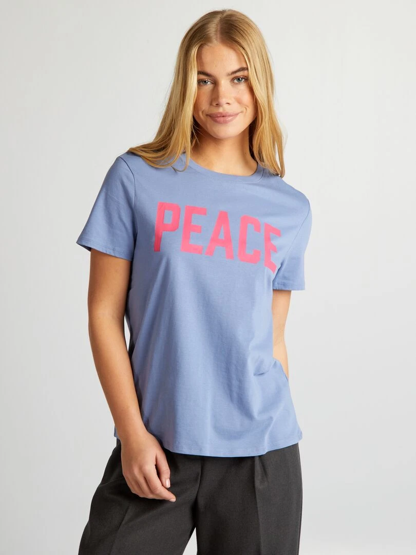 T shirt en jersey imprimé   Bleu