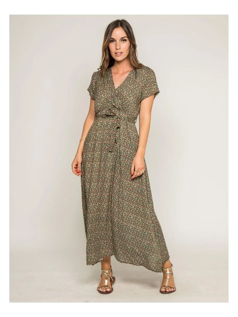 Robe longue imprimée IBERTY   Kaki