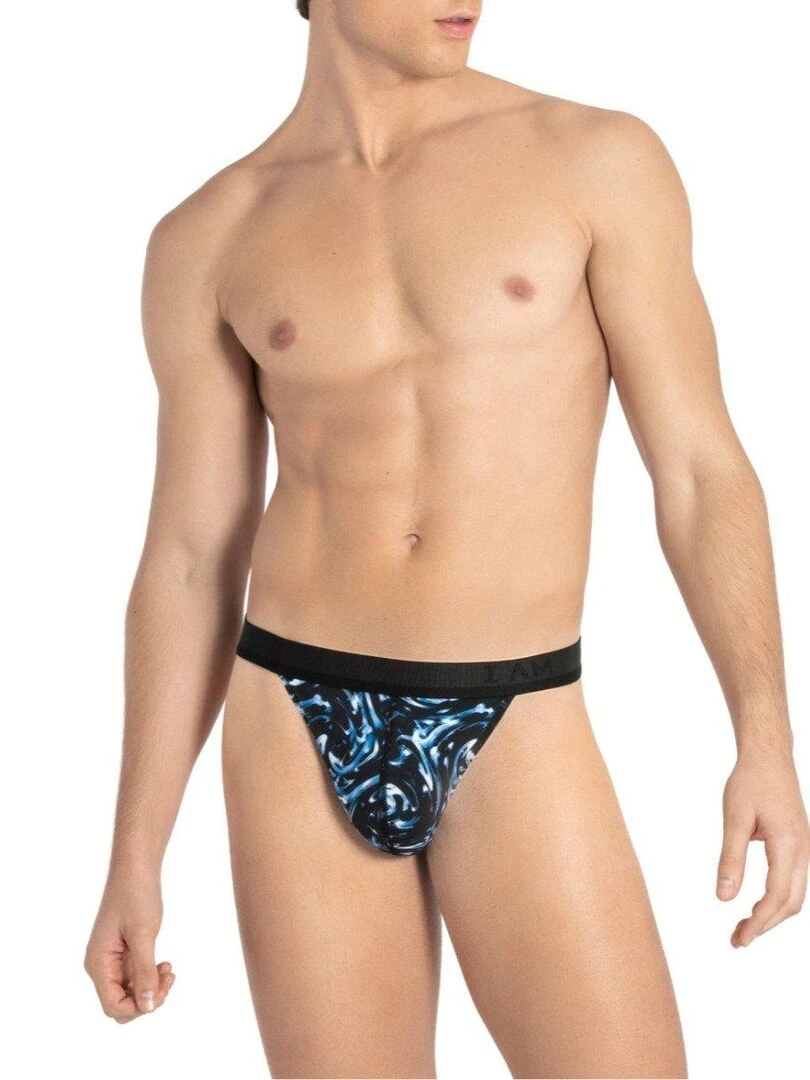 String homme à imprimé abstrait et en lyocell Kou   Noir