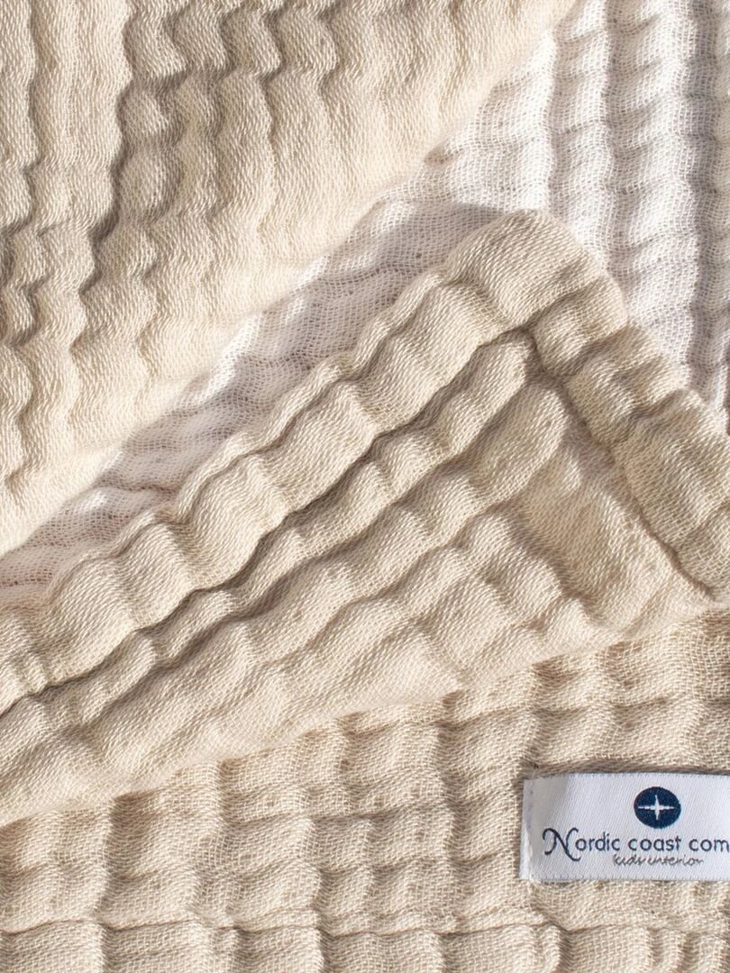 Couverture mousseline bebe en coton 80 x 80 cm   Blanc cassé