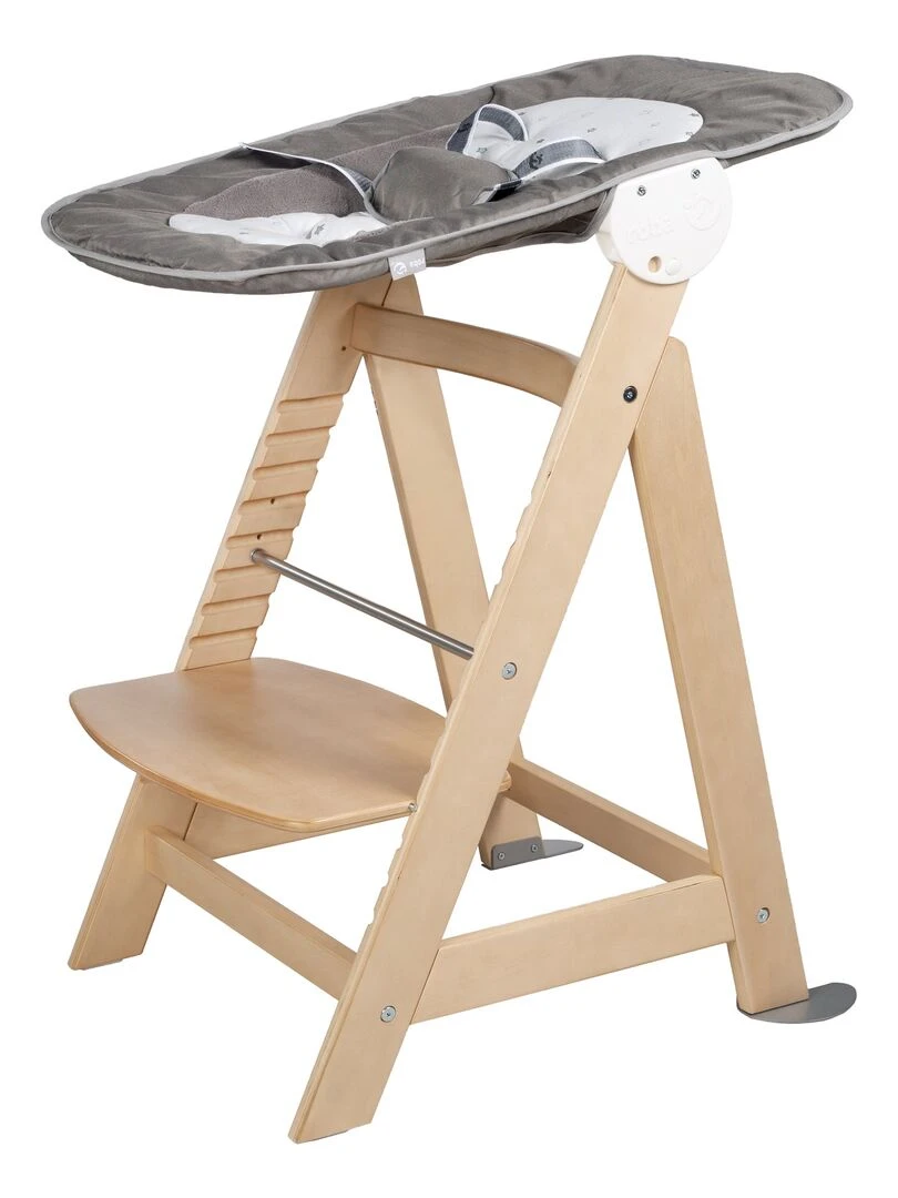 ROBA Chaise Haute Évolutive "Born Up" + Transat "Sternenzauber"   Naturel/Gris Foncé   Gris foncé