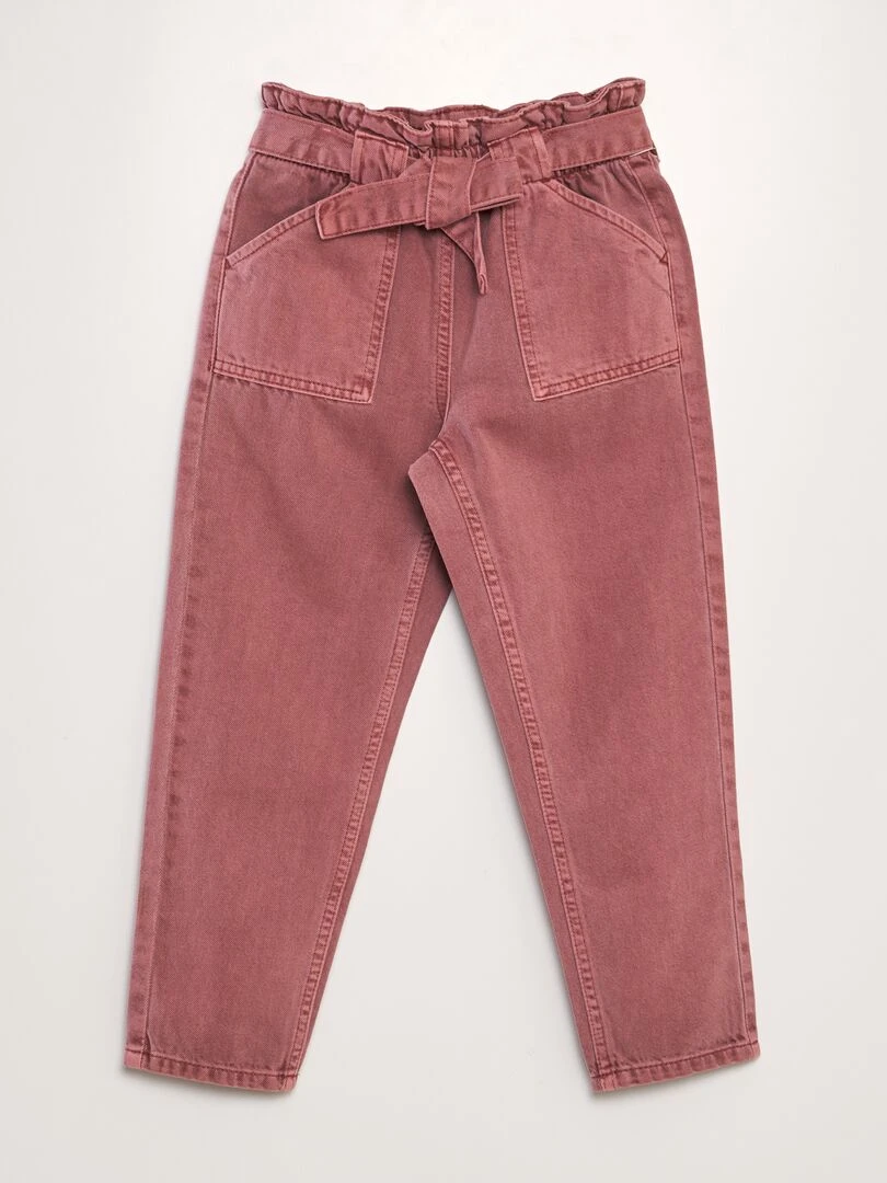 Jean mom à taille ceinturée Rouge