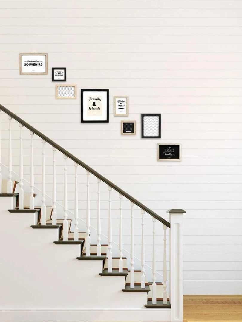 Lot 8 cadres photo design en bois Multicolore