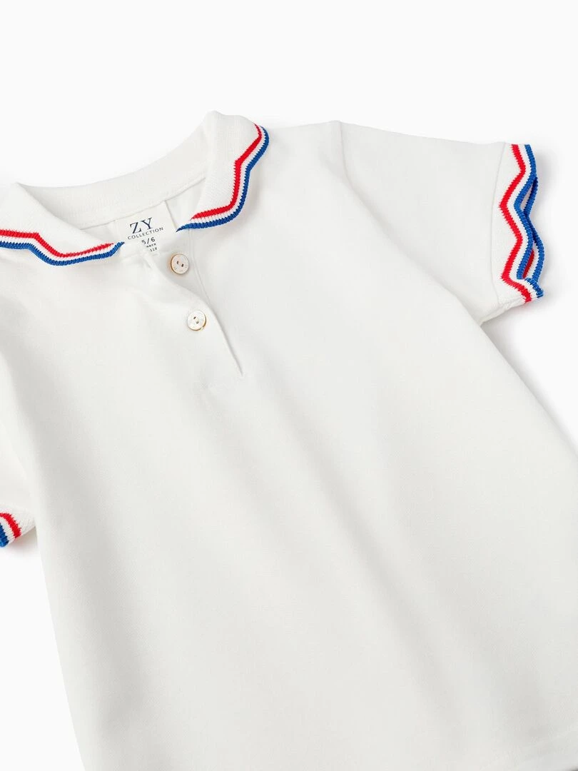 T Shirt   Polo En Piqué De Coton Pour Fille manches courtes PICASSO   Blanc