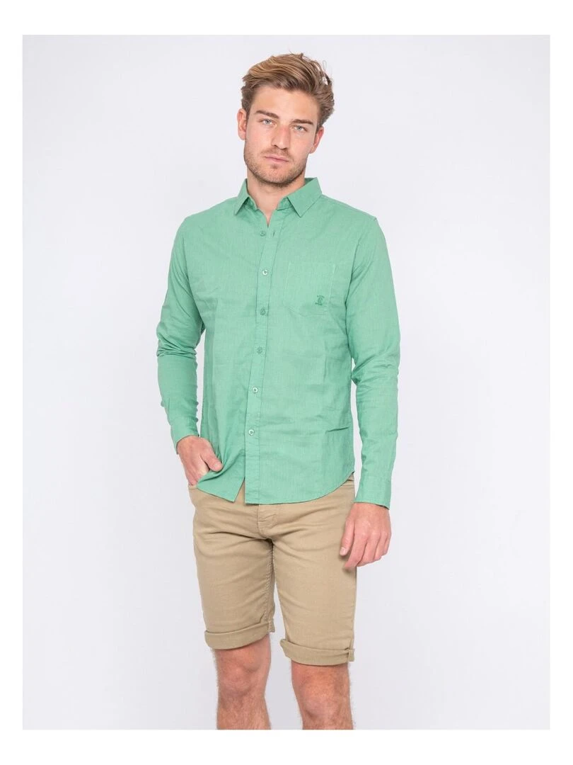 Chemise manches longues lin et coton DALICOT Vert