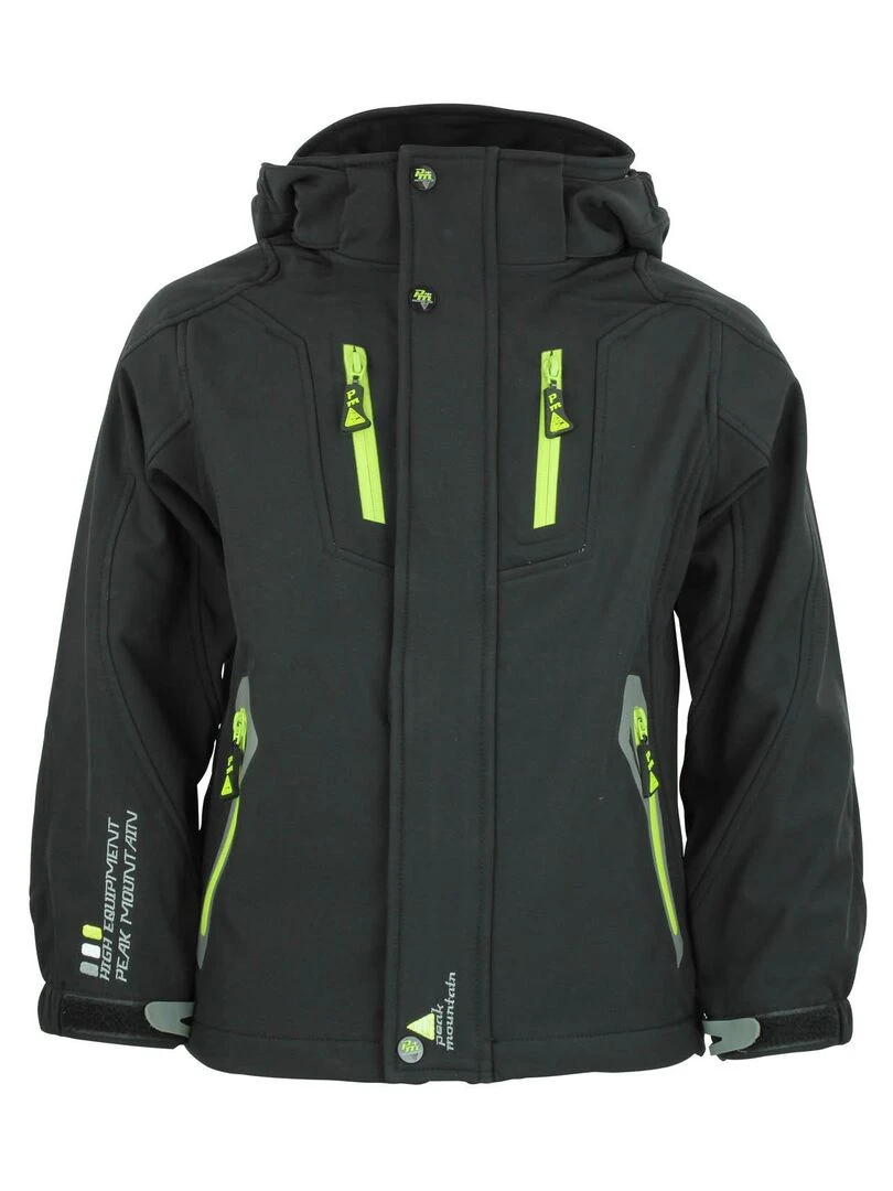 Blouson de ski garçon ECILO PEAK MOUNTAIN Noir Noir
