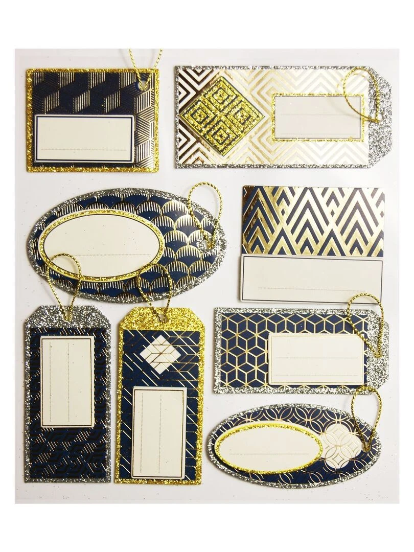 8 étiquettes autocollantes cadeaux Géométrique Paillettes N/A