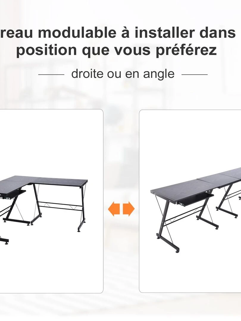Bureau informatique d'angle noir   Noir
