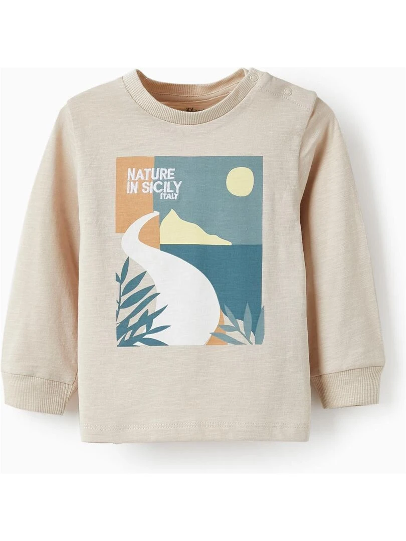 T shirt à manches longues pour bébé garçon 'Nature en Sicile' manches longues SICILIAN DAYS Gris clair