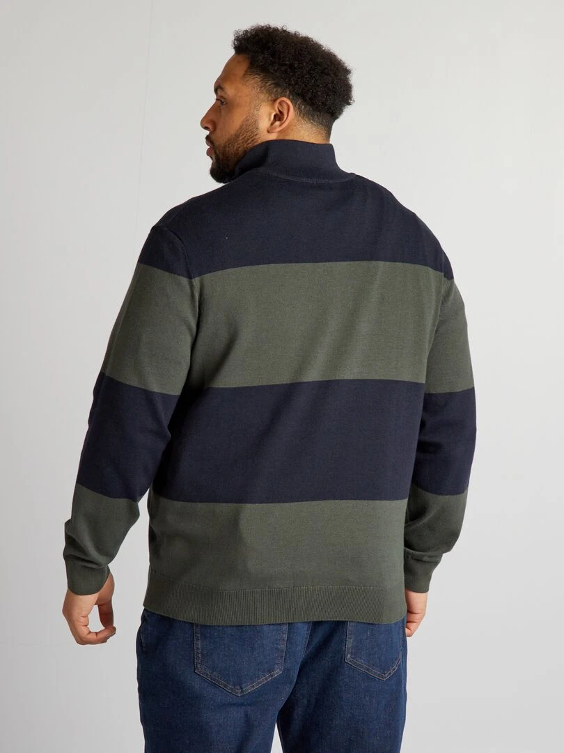 Pull rayé à col camionneur   Vert