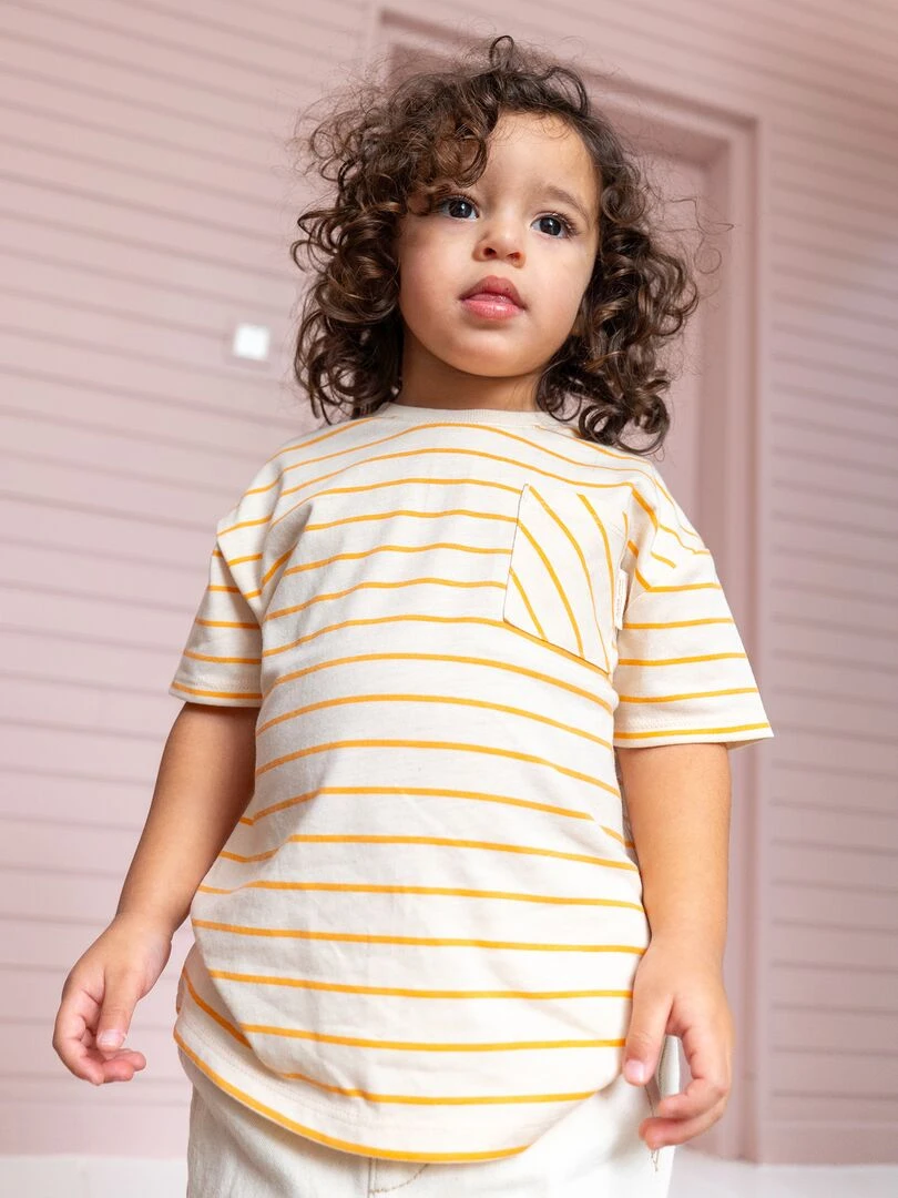 T shirt à rayures beige