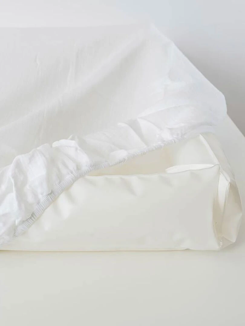 Housse de Matelas à Langer en Coton Bio Blanc   Blanc