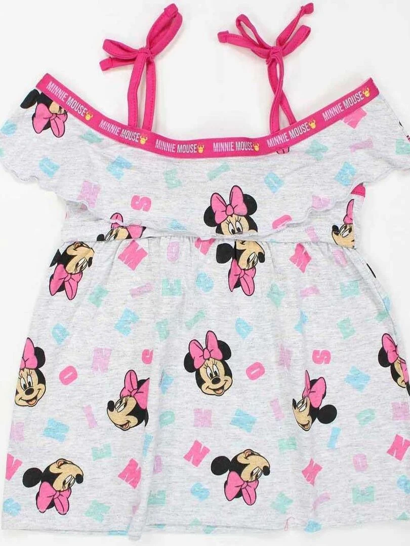 Disney   Robe fille imprimé Minnie en coton   Gris