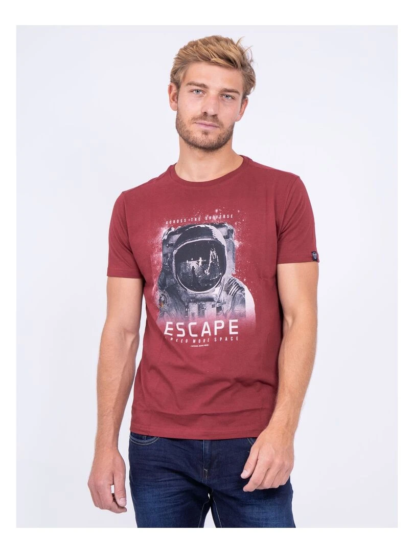 T shirt col rond pur coton JOOSTER Bordeaux