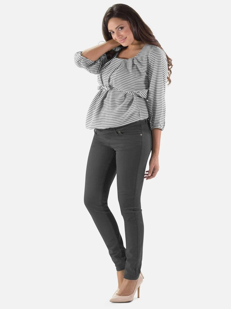 Pantalon de grossesse en coton Coupe slim Anthracite gris anthracite