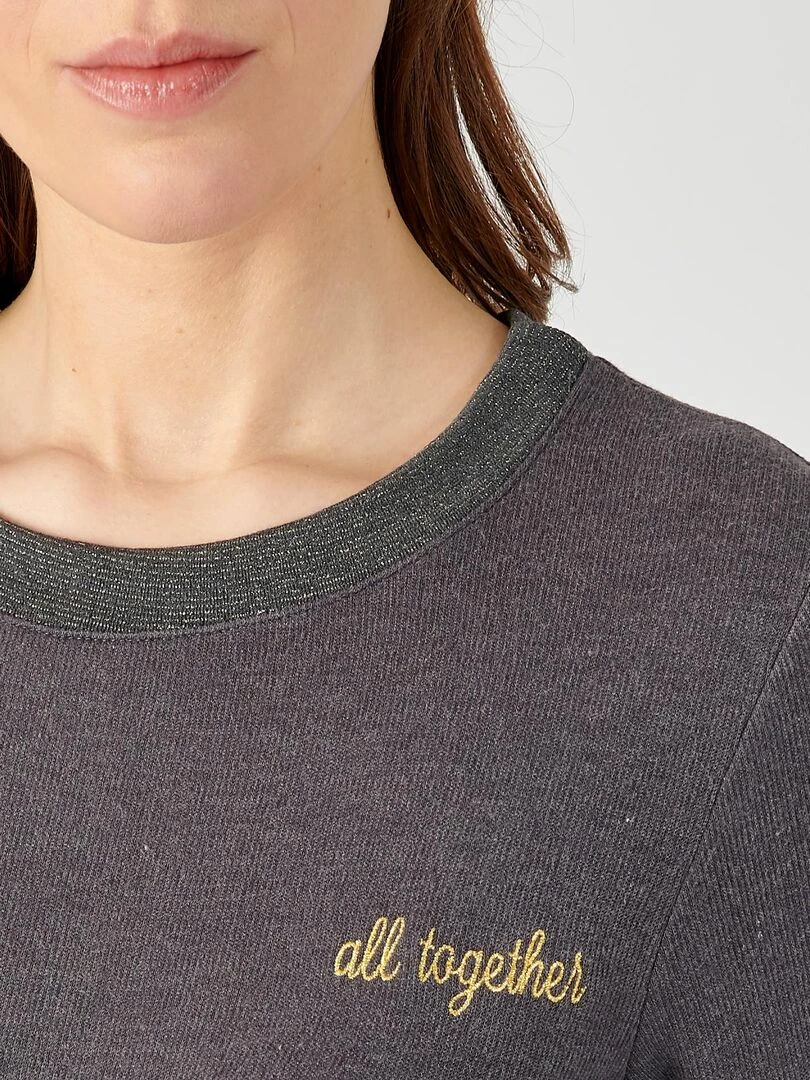 Sweat shirt femme molleton gratté Thermolactyl Sensitive Damart Gris foncé