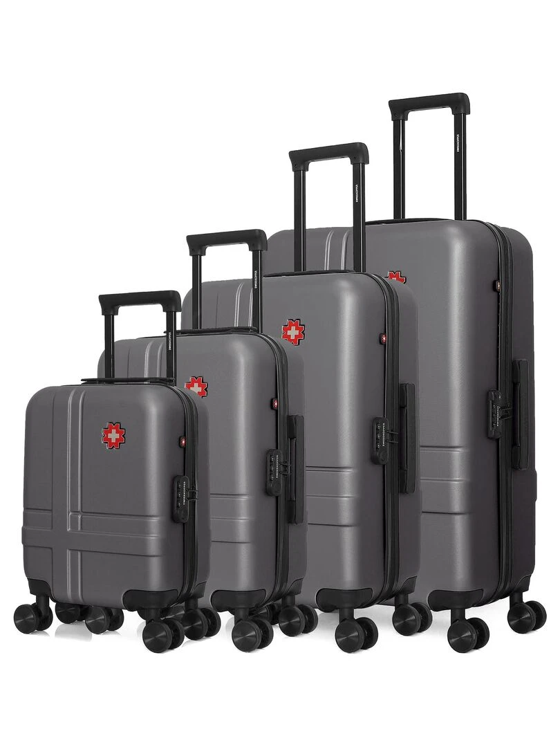 Set de 4 Valises Rigides Grand Format Taille Moyenne Valise Cabine et Vanity USTER M Gris foncé