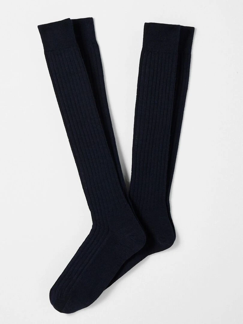 Lot de 2 paires de mi bas mélange laine Mérinos Damart Bleu marine