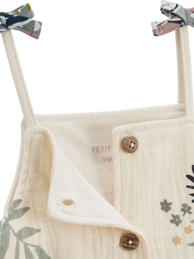 Barboteuse bloomer en gaze de coton Palaos   Ecru