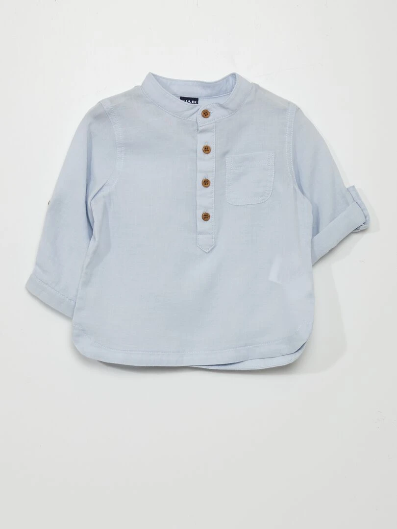 Chemise col tunisien Bleu ciel