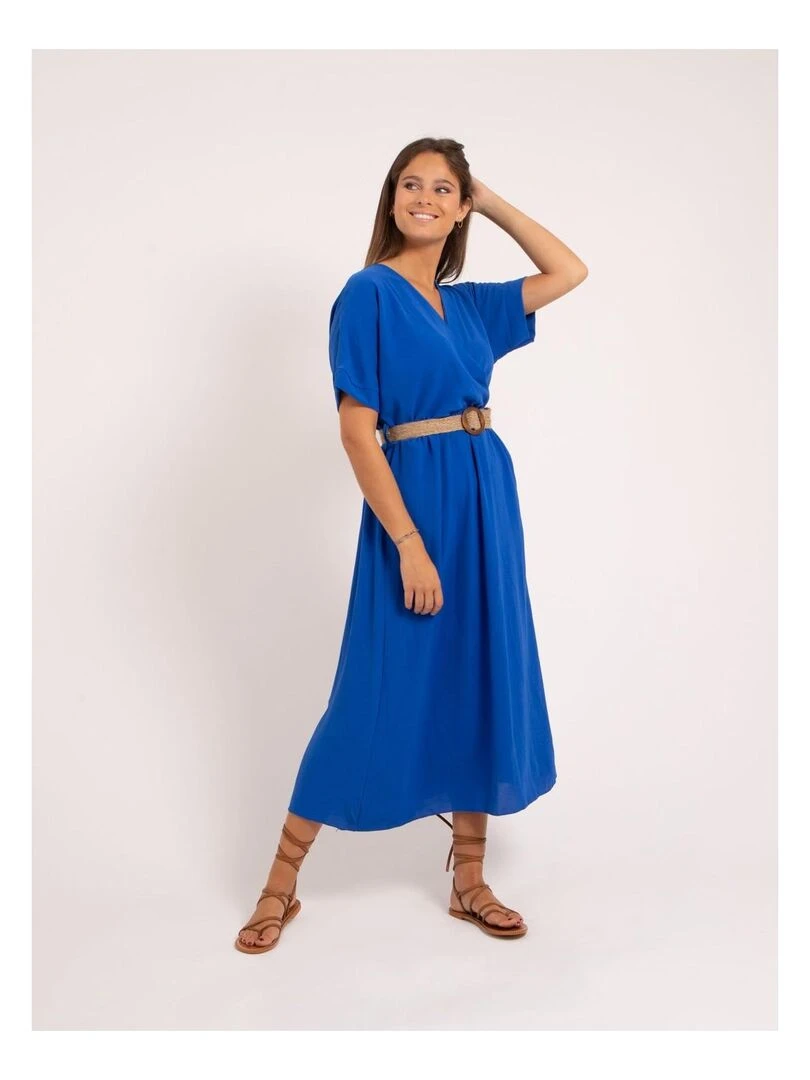 Robe longue et ceinture ICALEST   Bleu roi