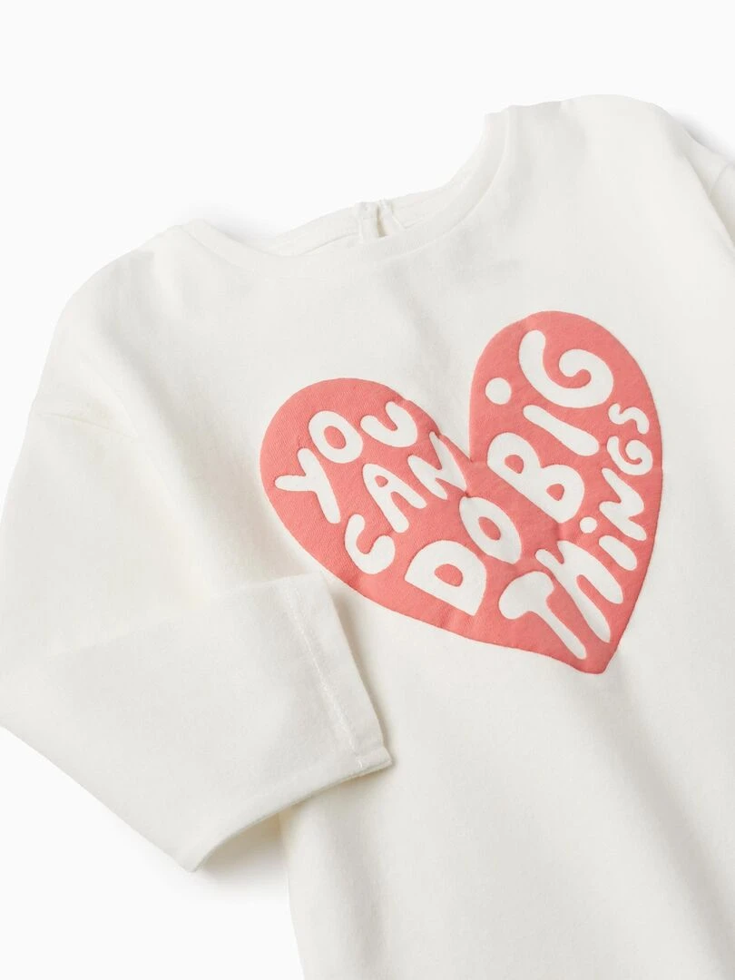 T shirt à Manches Longues pour Bébé Fille 'Flower Power' manches longues   Blanc