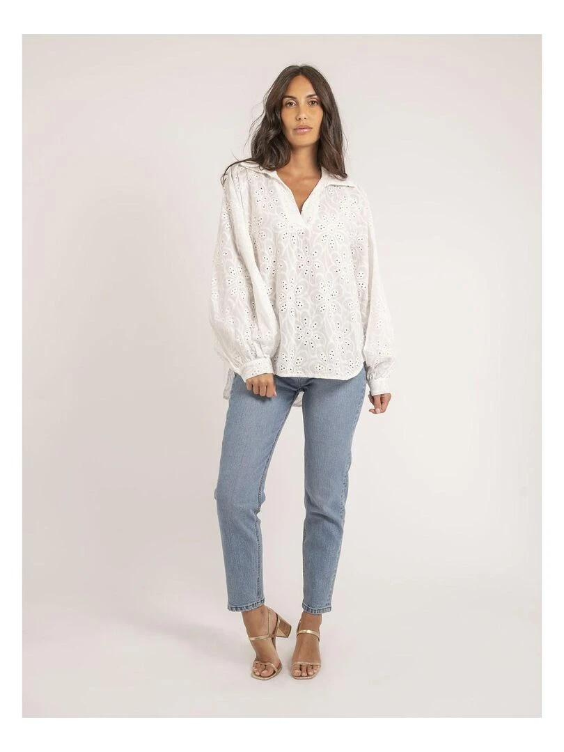 Blouse broderies anglaises FLOSSIE   Blanc