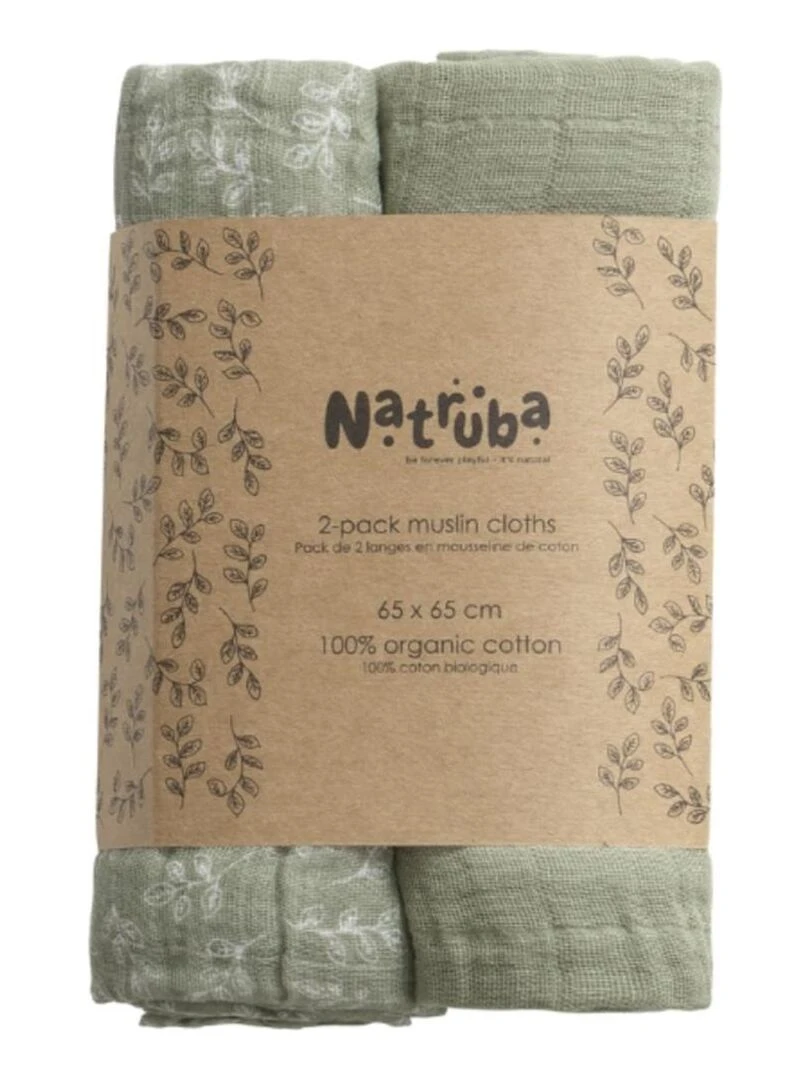 Pack 2 langes en coton bio vert Vert d'eau