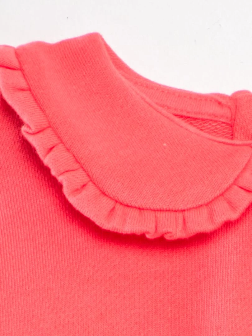 Sweat en coton à col claudine Rose