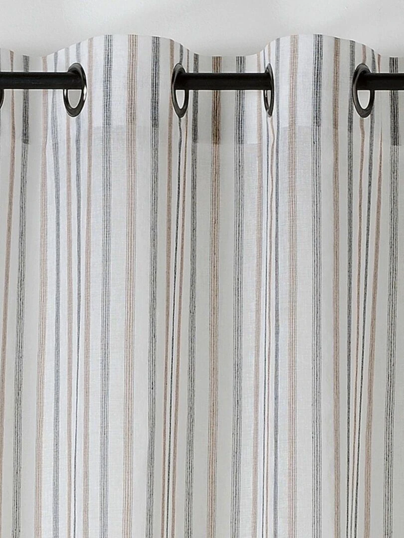 Voilage tamisant et irrégulier à rayures   Taupe