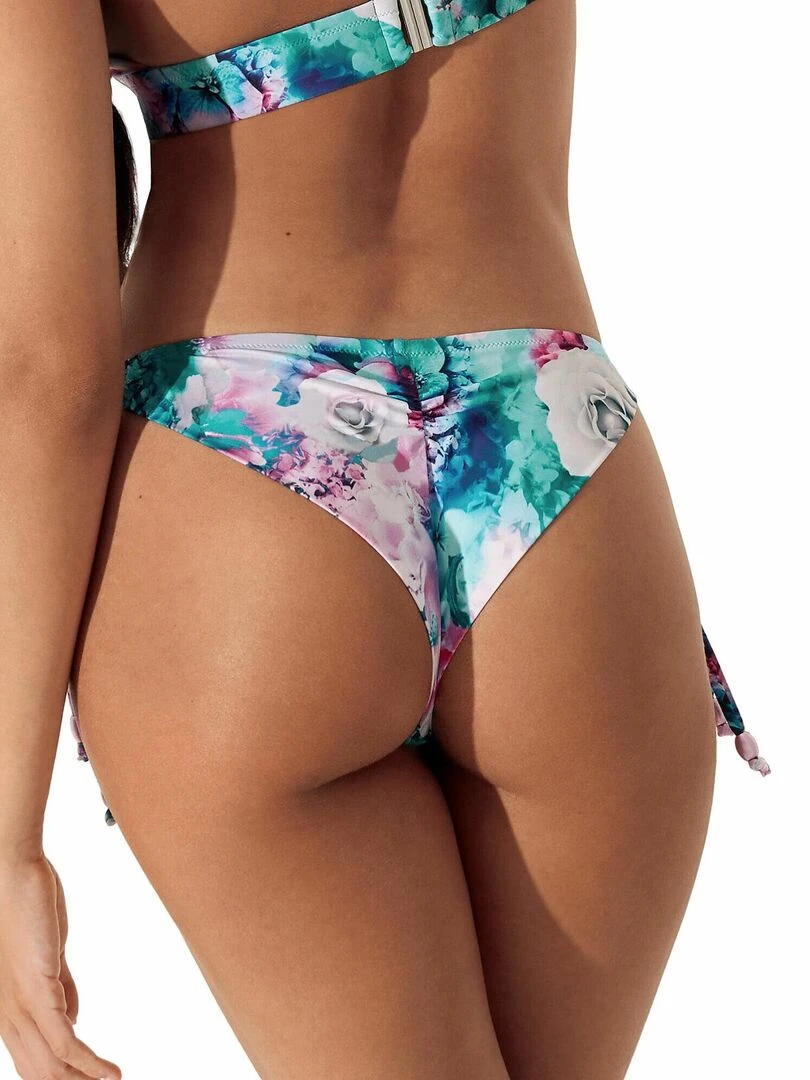 Bas maillot slip de bain taille basse à nouettes Japan Bleu