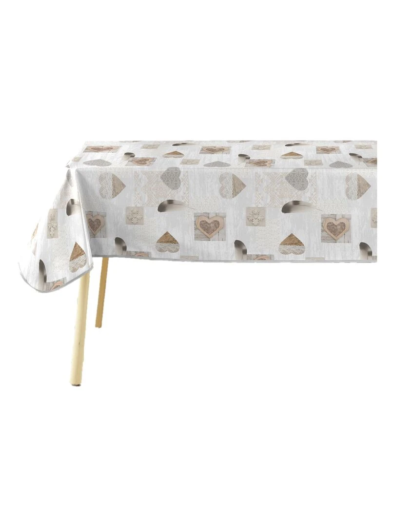 Nappe rectangle PVC 140 x 240 cm Coeur delicia Beige
