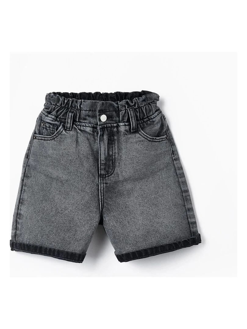 Short en Jean Style Paperbag pour Fille GREAT GOALS GREAT WORLD Gris
