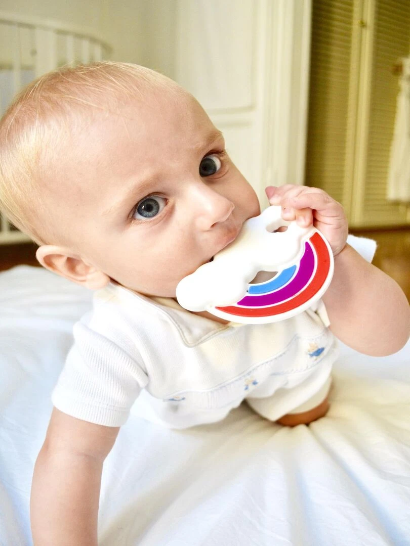 Jouet de Dentition Non Toxique Arc en Ciel   Vert