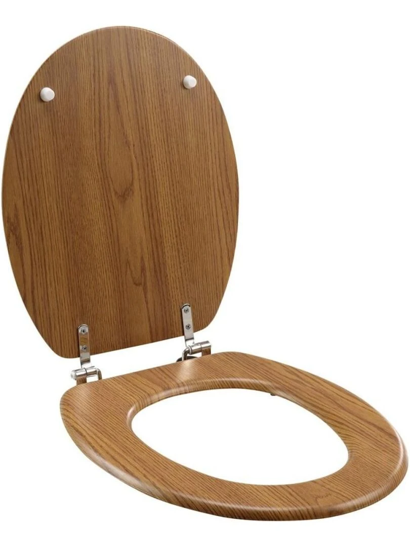 Abattant WC MDF charnières métal effet bois Strata chêne   Marron