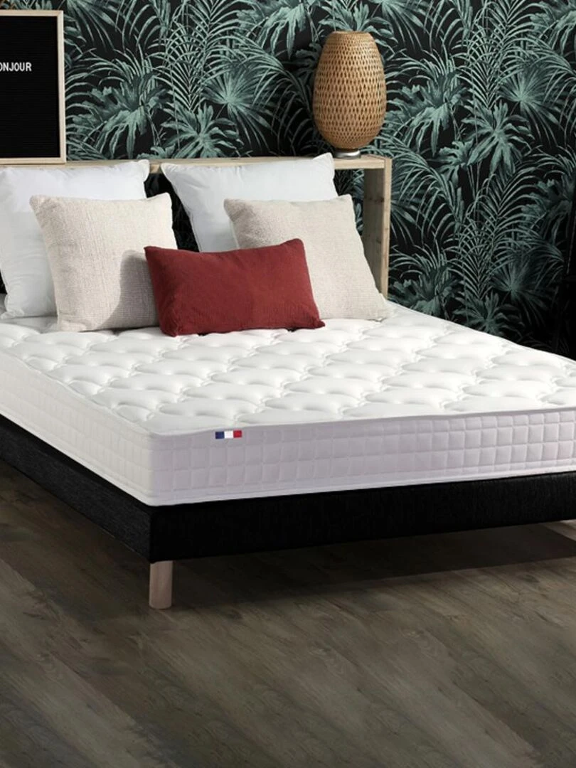 Ensemble Matelas accueil mémoire de forme MAM AZUR + Sommier Made in France Sommier Noir Noir Blanc