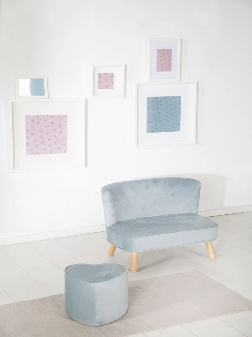 ROBA Tabouret en Forme de Coeur pour Chambre Enfant "Lil Sofa"   en Velours Doux   Bleu Clair   Bleu clair