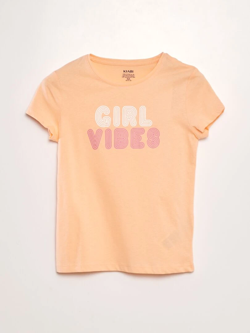 T shirt en coton impirmé Orange