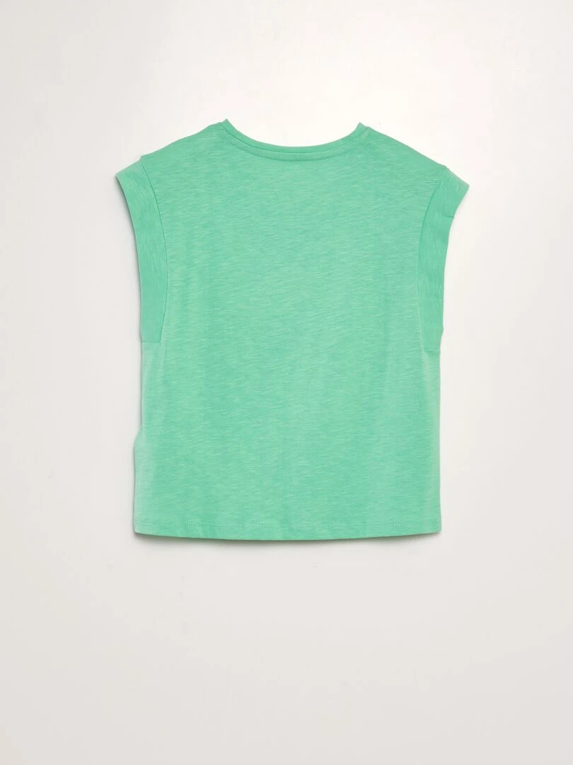 T shirt en jersey à manches très courtes Vert