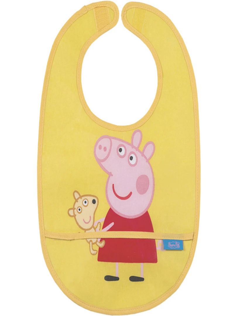 Bavoir plastifié à velcro Peppa Pig jaune Jaune