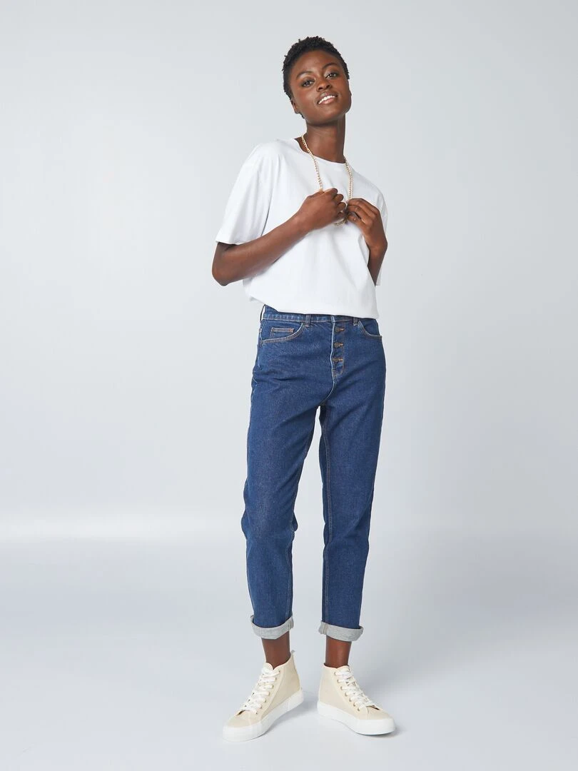 Jean mom à taille très haute L30 Brut