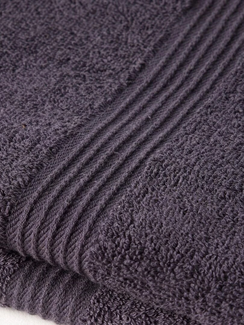 Lot de 2 serviettes de toilette coton uni ESSENTIAL gris anthracite