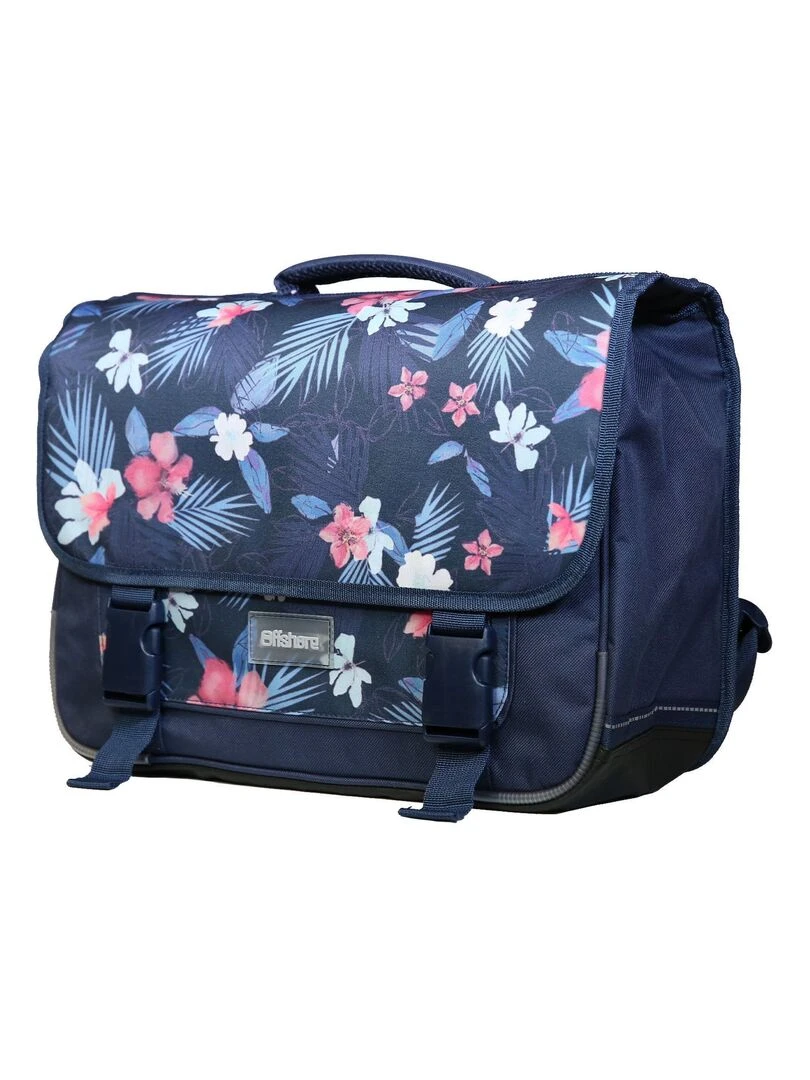 BAGTROTTER Cartable 38 cm Offshore Hibiscus Fleurs Bleu Bleu