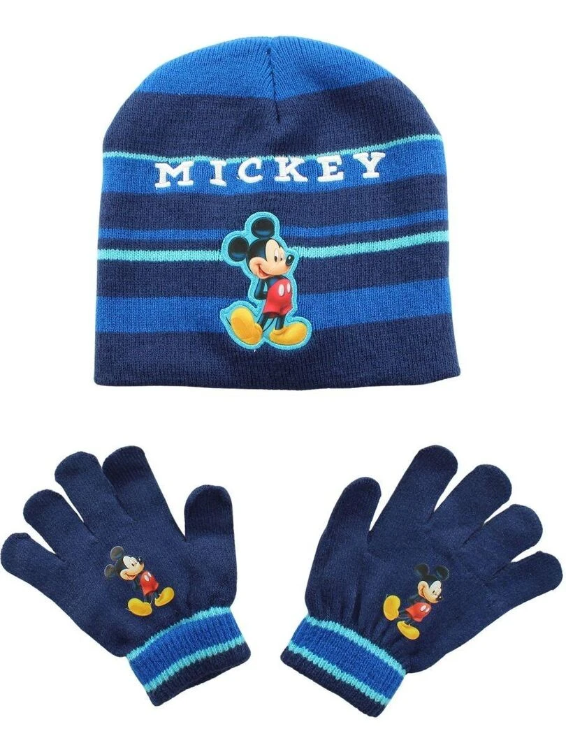 Disney Bonnet gant garçon Imprimé Mickey Bleu marine