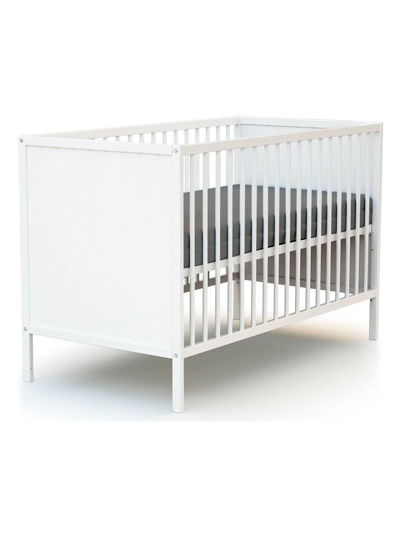WEBABY   Chambre bébé lit et commode à langer Panda en bois   Blanc